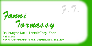 fanni tormassy business card